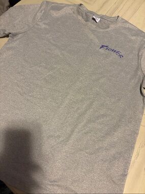 Heather Gray Tee with Purple 'Flower' Script